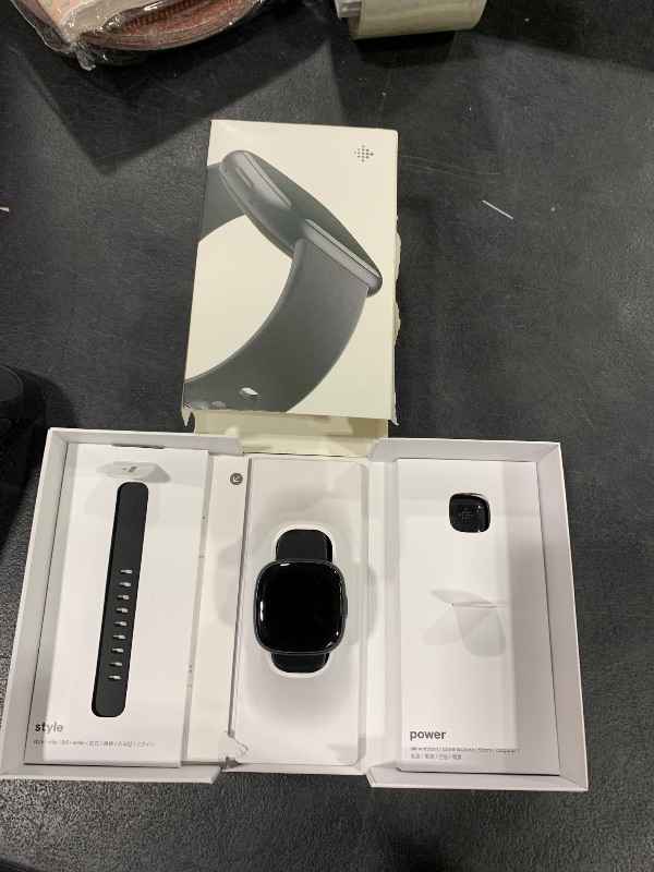 Photo 1 of Fitbit Versa 4 Fitness Smartwatch with Daily Readiness, GPS, 24/7 Heart Rate, 40+ Exercise Modes, Sleep Tracking and more, Black/Graphite, One Size (S & L Bands Included)