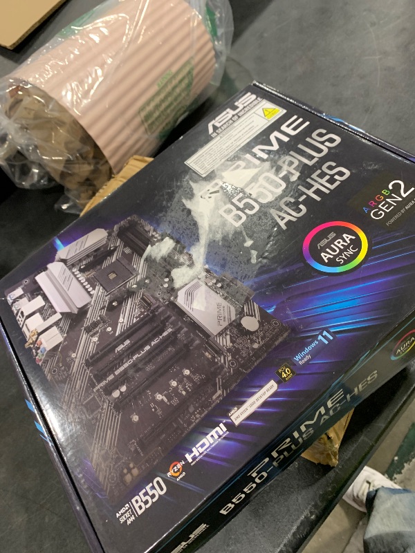 Photo 1 of ASUS Prime B550-PLUS AC-HES AMD AM4 (3rd Gen Ryzen) ATX Motherboard (Dual M.2, PCIe4.0, WIFI5, 1Gb Ethernet, SATA 6 Gbps, USB 3.2 Gen 2 Type-C, Front USB 3.2 Gen 1 Type-C and CEC Tier II Ready)