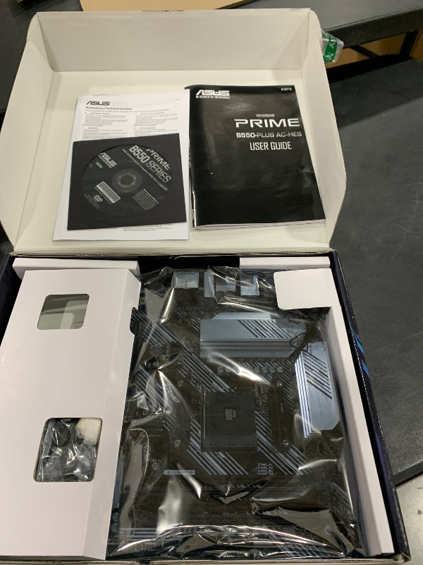 Photo 1 of ASUS Prime B550-PLUS AC-HES AMD AM4 (3rd Gen Ryzen) ATX Motherboard (Dual M.2, PCIe4.0, WIFI5, 1Gb Ethernet, SATA 6 Gbps, USB 3.2 Gen 2 Type-C, Front USB 3.2 Gen 1 Type-C and CEC Tier II Ready)