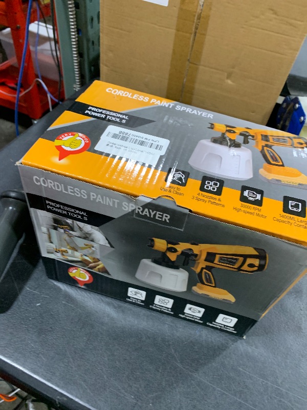 Photo 1 of Cordless Paint Sprayer 30000RPM High Speed Electric Spray Paint Gun Easy to Clean for Furniture Cabinets House Painting Yellow(Not Include Battery)