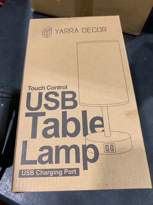 Photo 1 of Yarra-Decor Bedside Lamp with USB Port - Touch Control Table Lamp for Bedroom 3 Way Dimmable Nightstand Lamp with Round White Fabric Shade for Living Room, Dorm, Home Office (LED Bulb Included)