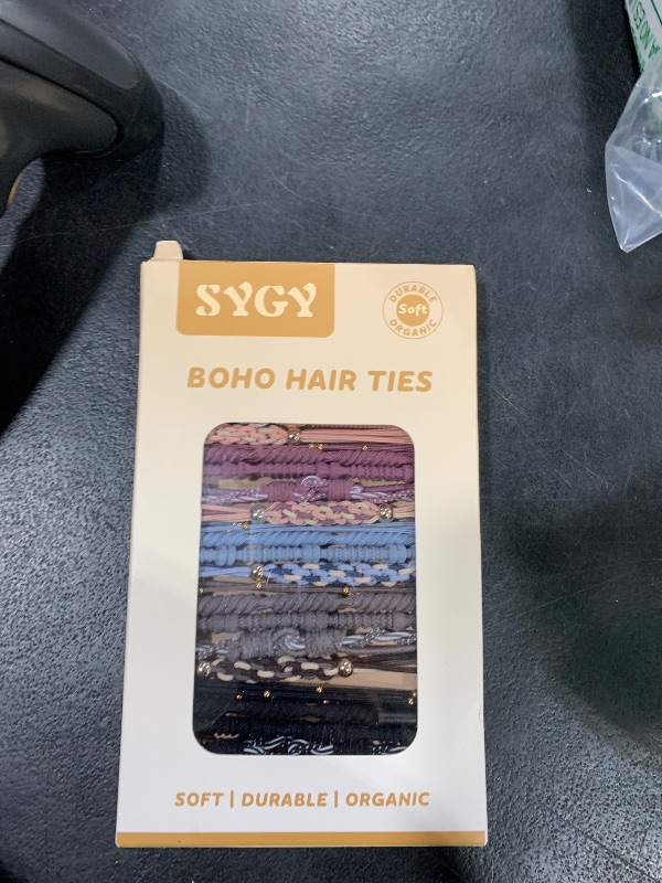 Photo 1 of 25 PCS Boho Hair Ties, Bracelets Hair Ties for Thick or Thin Hair, 5 Styles Boho Ties for Ponytail Holders, 2.36’’ Hair Ties No-Damage, Multicolor