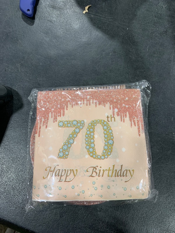 Photo 1 of 70th Birthday Decorations for Women 70th Birthday Decorations Rose Gold Plates and Napkins1955 Birthday Decorations Disposable Tableware Party Supplies For Women