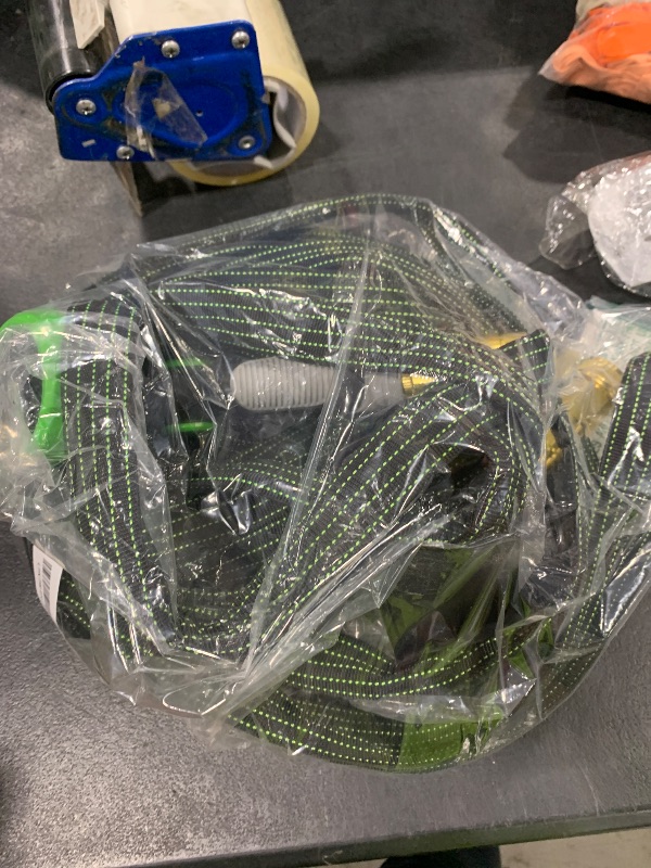 Photo 1 of 30FT Lightweight Garden Hose,Flexible Water Hose with Solid Brass Head,Kink-Free,Collapsible Hose,High Pressure Flat Water Hose for RV,Boat,Car Wash,Garden,Yard,Camper (GreenBlack, 30FT+Nozzle)