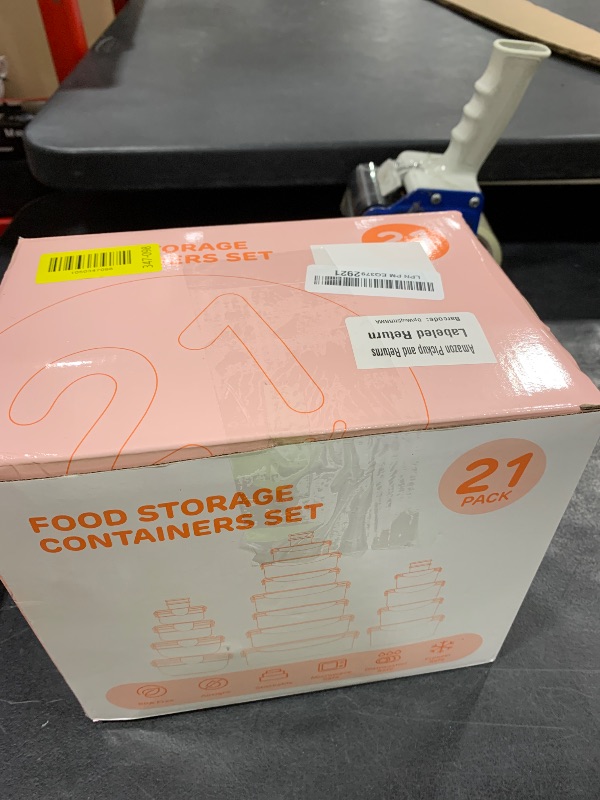 Photo 1 of 42 PCS Food Storage Containers with Lids (21 Containers & 21 Lids) - Reusable Plastic Food Containers for Kitchen Storage and Organization BPA-Free Leakproof Meal Prep Container with Labels & Pen