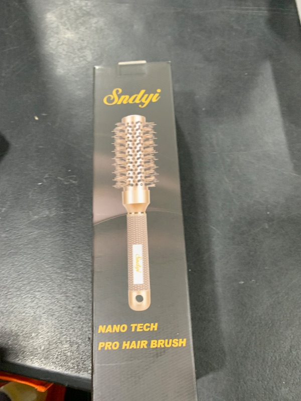 Photo 1 of Sndyi Small Round Brush for Blow Out, Nano Thermal Ceramic Ionic Round Hair Brush with Boar Bristles, Boost Shine & Volume, For Short Hair with Quick Blow Drying & Salon Styling - 2.3'', Barrel 1.3''