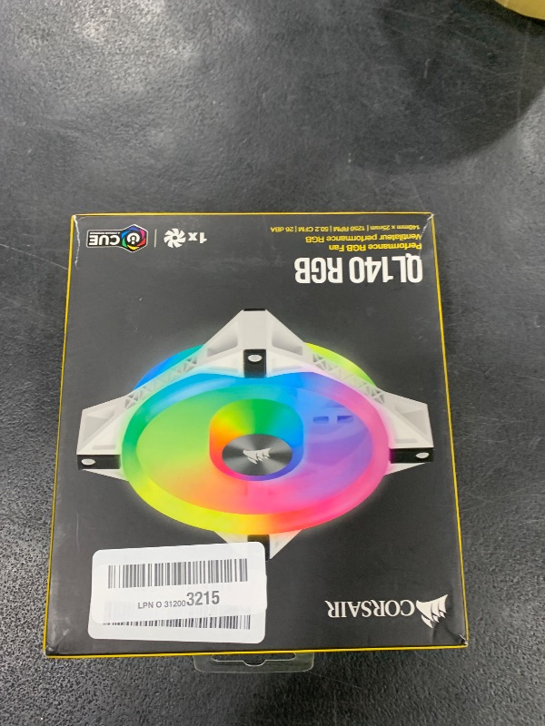 Photo 1 of Corsair QL Series, iCUE QL140 RGB, 140mm RGB LED PWM White Fan, Single Fan