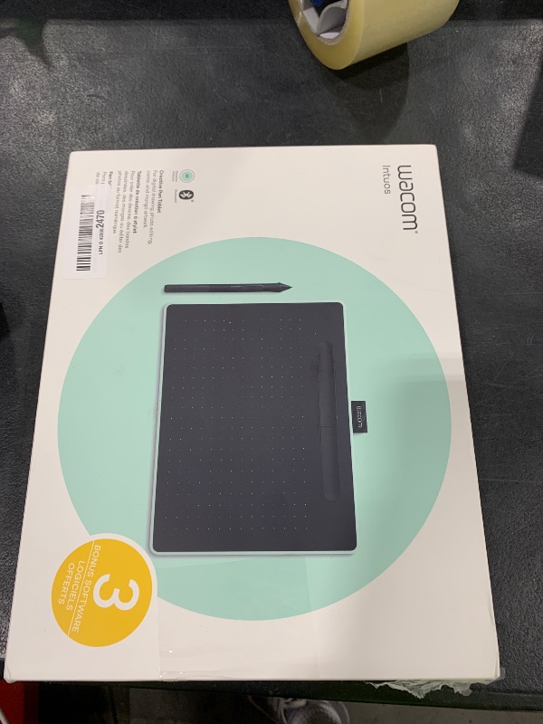 Photo 1 of Wacom Intuos Medium Bluetooth Graphics Drawing Tablet, Portable for Teachers, Students and Creators, 4 Customizable ExpressKeys, Compatible with Chromebook Mac OS Android and Windows - Pistachio