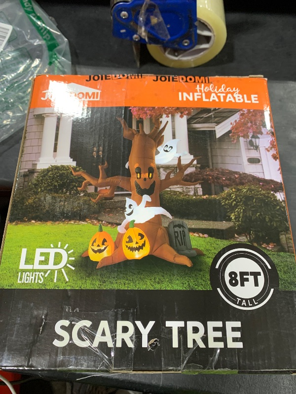 Photo 1 of Joiedomi 8 FT Halloween Inflatable Scary Tree with Ghost Decorations, Pumpkin and Tombstone, Blow Up Inflatables with Build-in LEDs for Halloween Party Indoor, Outdoor, Yard, Garden, Lawn Decorations