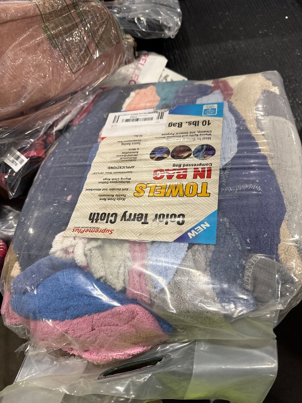 Photo 1 of SupremePlus Premium Color Terry Cloth Rags - (10 lbs. Bag) Super Absorbent Cotton Towel Cleaning Rags for Garage, Shop Rags, Industrial Use & Housekeeping - Shop Rags Bulk