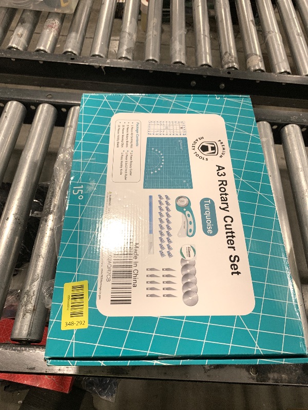Photo 1 of Headley Tools Rotary Cutter Set - 45mm Fabric Cutter, 5 Extra Rotary Blades, A3 Cutting Mat, Quilting Ruler and Sewing Clips, Craft Knife Set, Ideal for Crafting, Sewing, Patchworking,Turquoise