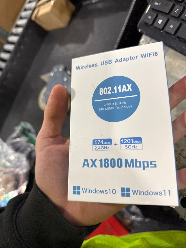Photo 1 of WiFi Adapter for Desktop PC,WiFi 6 USB Adapter,1800Mbps,2.4G/574Mbps,5G/1201Mbps,High Gain Dual Band 5dBi Antenna,WPA3, Supports Windows11/10