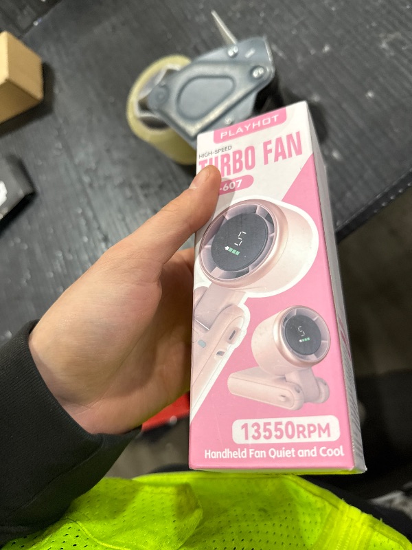 Photo 1 of PlayHot Portable Handheld Turbo Fan, 5-Speed Personal Fans, 5000mAh Rechargeable Fans Up to 12 Hours, Weight only 0.6lb Small Fan, Hand/Neck/Desk Fan 3 IN 1, Beach Vacation Essentials(Pink)
