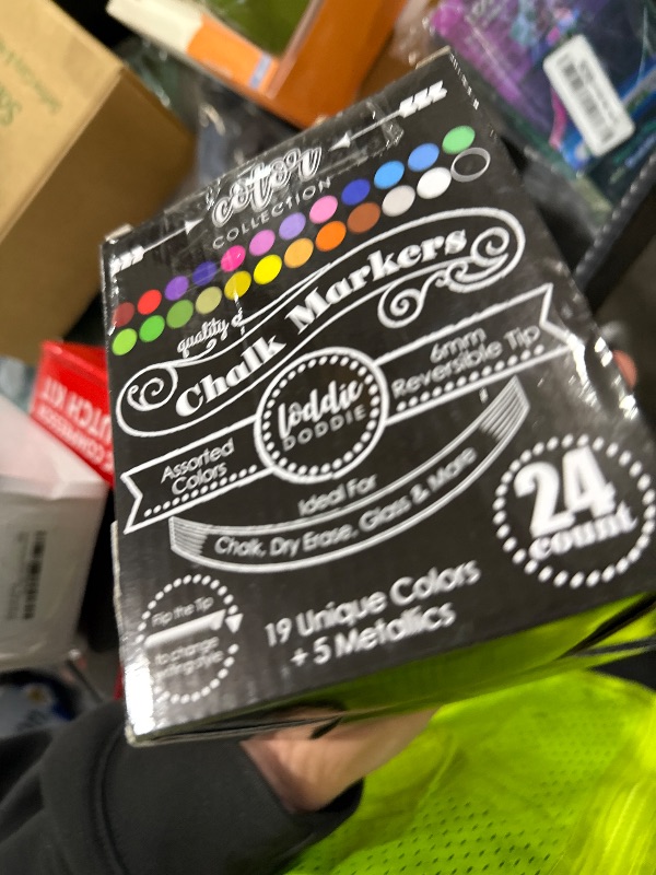 Photo 1 of Loddie Doddie Chalk Markers - 24-Pack, 6mm Reversible Bullet & Chisel Tip - Dust-Free, Erasable Liquid Chalk Markers - Versatile for Windows, Glass & Chalkboard Surfaces