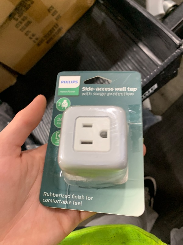 Photo 1 of Philips 3-Outlet Extender, Surge Protector, Charging Station, Grounded Wall Tap, 3-Prong, Space Saving Design, Gray, SPP3002GR/37