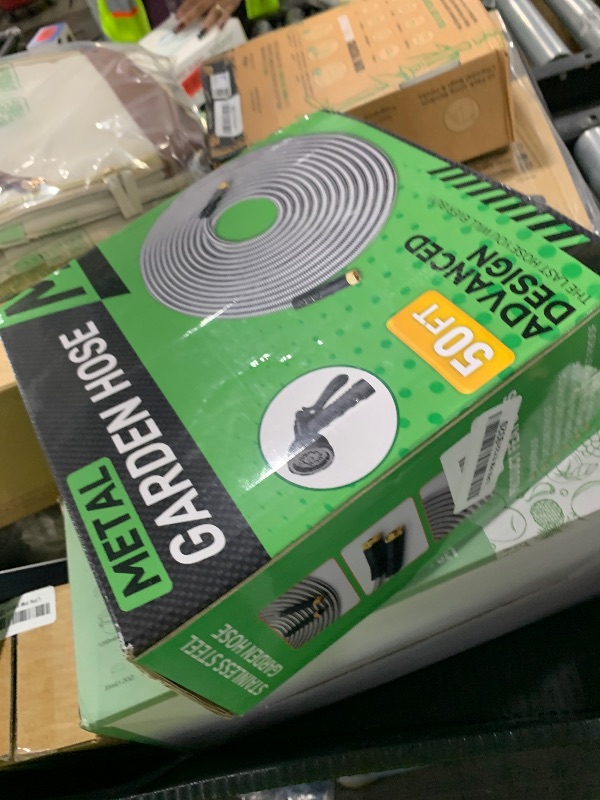 Photo 1 of Garden Hose 50ft, Heavy Duty Stainless Steel Water Hose with 10 Functional Nozzles, No Kink, Lightweight and Flexible, Easy to Use and Store, Strong and Sturdy, Suitable for Yard and Lawn
