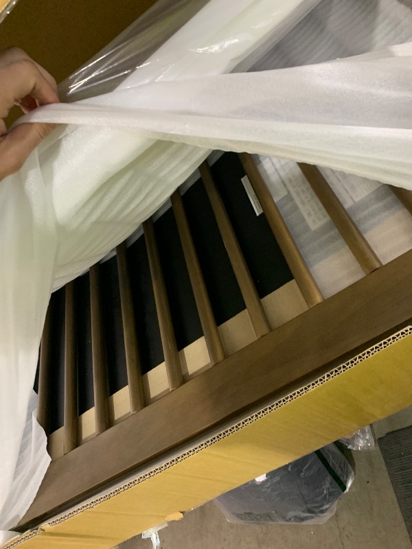Photo 1 of babyletto Gelato 4-in-1 Convertible Baby Crib Natural Walnut Wooden Toddler Bed, Daybed & Twin Bed Conversion - GREENGUARD Gold Certified, Perfect for Small Spaces, 4 Adjustable Heights, Brushed Gold