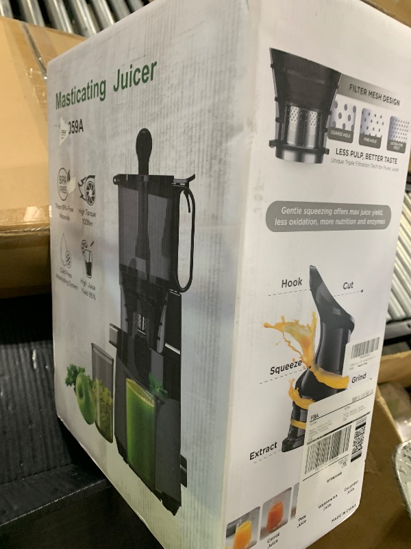 Photo 1 of Cold Press Juicer, 5.3" Wide Feed Chute Juice Extractor Machine with 400W, High Juice Yield, Slow Masticating Juicer for Whole Vegetables & Fruits, Deep Grey