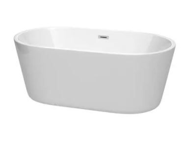 Photo 1 of arissa 60" Free Standing Acrylic Soaking Tub with Center Drain, Drain Assembly, and Overflow