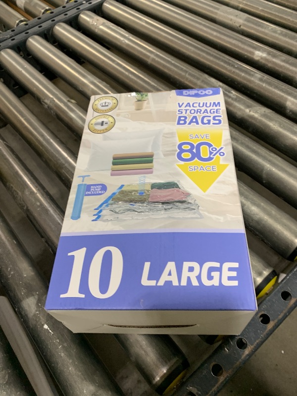Photo 1 of 10 Pack Large Vacuum Storage Bags with Hand Pump, 80% Storage Space Saving, Sturdy Leak-Free Space Saver Vacuum Seal Bags for Clothing, Vacuum Compression Bags for Travel Lugggage
