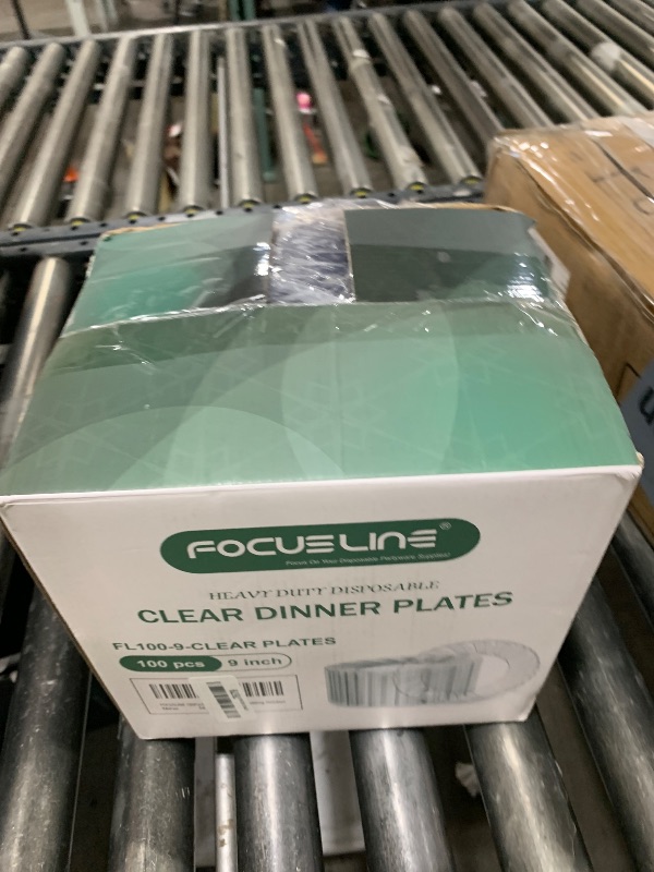 Photo 1 of FOCUSLINE 100 Count Clear Plastic Plates 9 Inch, Disposable Heavy Duty Dinner Plates- Premium Hard Plastic Plate Fancy Disposable Clear Plates for Weddings, Parties and Events