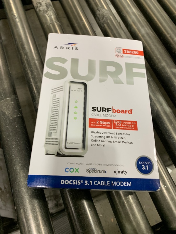 Photo 1 of ARRIS (SB8200) - Cable Modem - Fast DOCSIS 3.1 32x8 Gigabit Cable Modem , Approved for Comcast Xfinity, Cox, Charter Spectrum, & more | 1 Gbps Max Internet Speed, 4 OFDM Channels - (No Built-in Wifi)