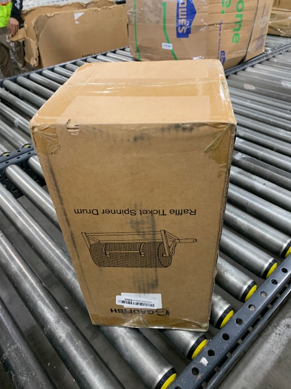 Photo 1 of Raffle Drum, Thickened Metal Raffle Ticket Spinner Box with Sealing Tape, Silent Design Raffle Ticket Cage with Wooden Turning Handle & Stable Tripod Stand for Lottery Games, Raffle Balls