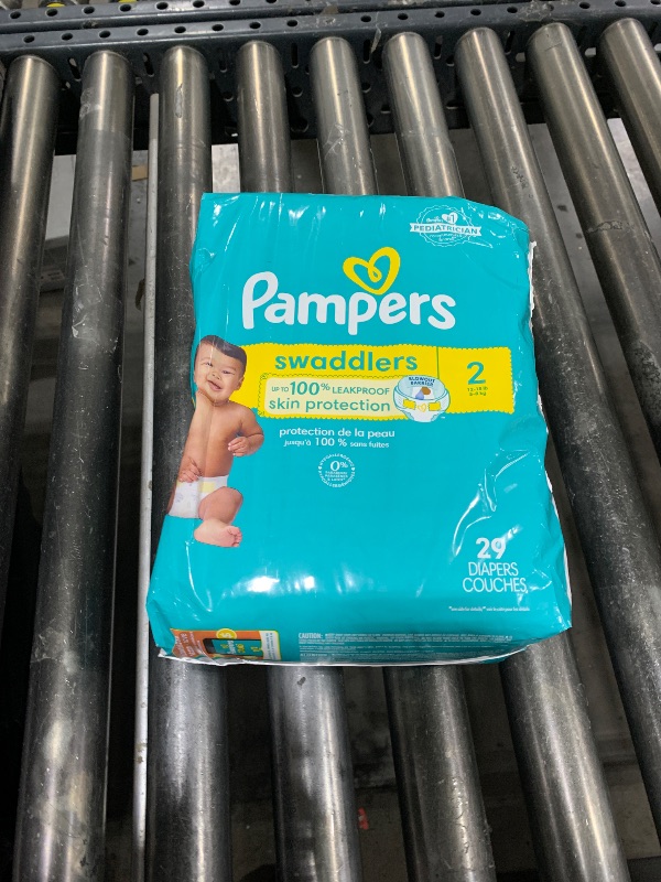 Photo 1 of Pampers Swaddlers Diapers, Size 2 (10-22 lbs), 29 Count, Absorbent, Keeps Baby Dry and Comfortable, Skin Safe Disposable Baby Diaper (Packaging May Vary)