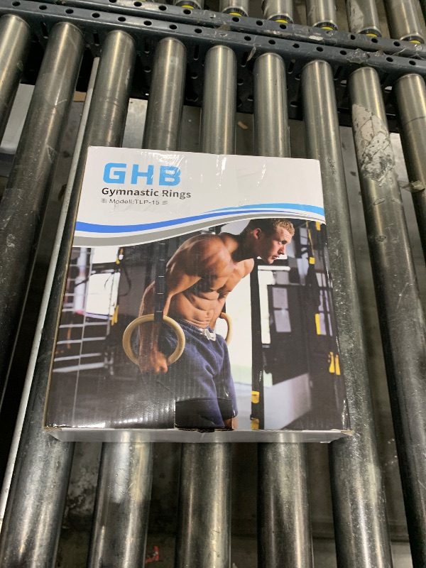 Photo 1 of GHB Gymnastic Rings Wooden Gym Rings 1.25" Olympic Rings Adjustable Straps Pull Up Rings Sets for Workout Bodyweight Fitness Training