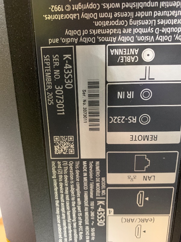 Photo 1 of Sony 43-Inch Class 4K Ultra HD BRAVIA 3 LED Smart TV with Google TV, Dolby Vision HDR, and Exclusive Features for PlayStation®5 (K-43S30)