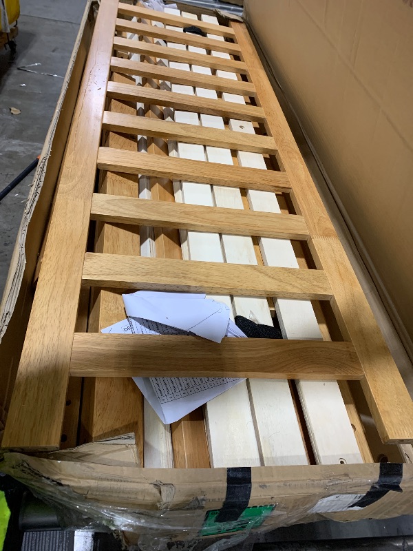 Photo 1 of DELAVIN Queen Bed Frame with Headboard, Wood Platform Bed Frame, Farmhouse Style Bed Frame Queen Size with Slats Support, Malaysian Oak, No Box Spring Needed, Easy Assembly, Rustic Pine