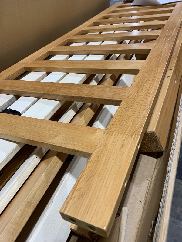 Photo 1 of DELAVIN Queen Bed Frame with Headboard, Wood Platform Bed Frame, Farmhouse Style Bed Frame Queen Size with Slats Support, Malaysian Oak, No Box Spring Needed, Easy Assembly, Rustic Pine
