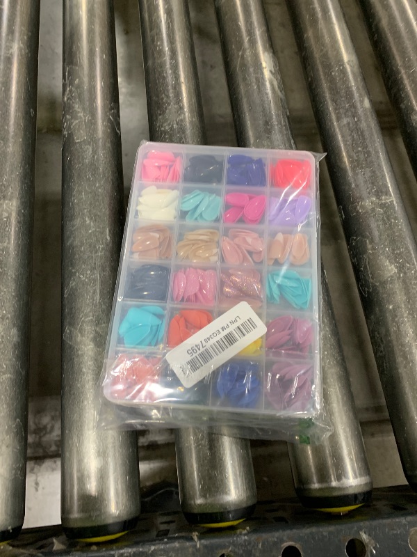 Photo 1 of Teenitor Press on Nails Almond, 24Pack 576Pcs Short Almond Press on Nails, Matte Glossy French Tip Press on Nails, Glitter Fake Nails