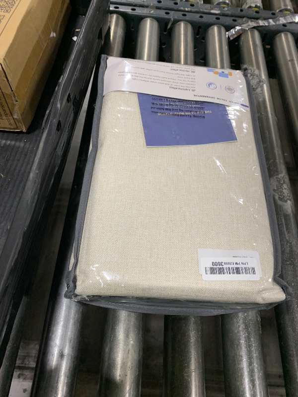 Photo 1 of 100% Blackout Shield Linen Blackout Curtains for Bedroom 84 Inches Long, Back Tab/Rod Pocket Living Room Drapes, Thermal Insulated Blackout Curtains 2 Panels Set, 50" W x 84" L, Cream