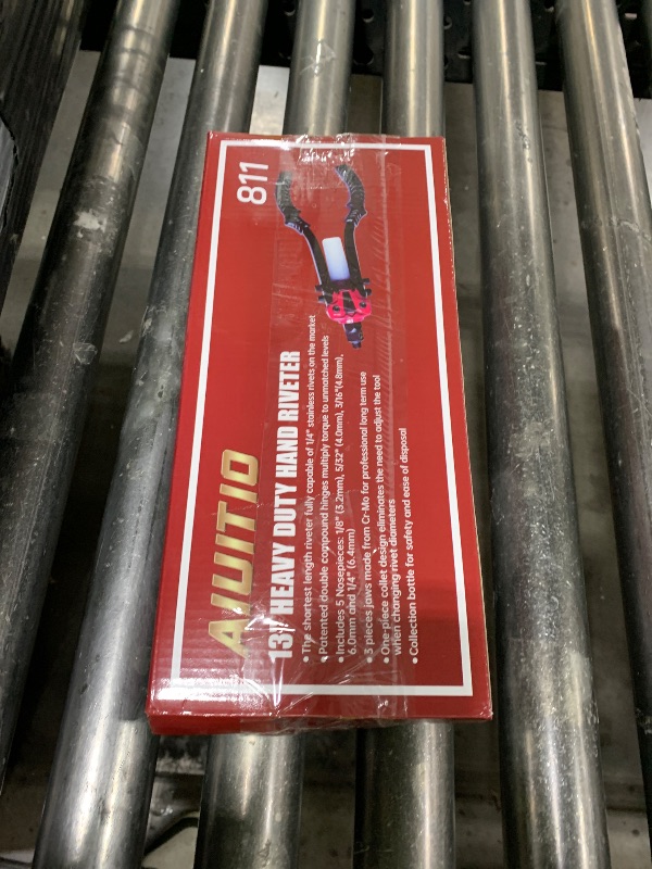 Photo 1 of AIUITIO Rivet Gun Kit, 1/4" Pop Rivet Gun with 230 Rivets & 5 Drill Bits, 13" Heavy Duty Two-Handed Riveter Tool Set with Detachable Container for Van, Gutter & Automotive