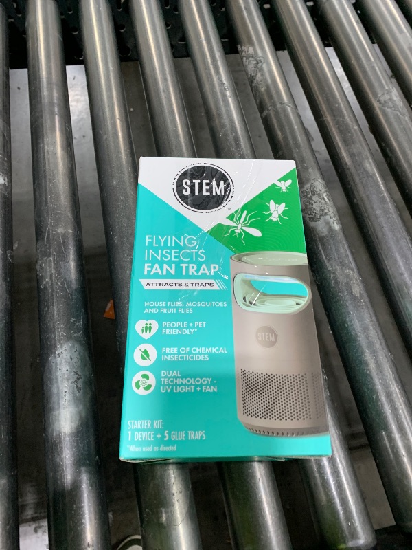 Photo 1 of STEM Flying Insect Fan Trap for Indoor Bug Control, Attracts Mosquitoes, Fruit Flies, and House Flies, Plug-in Fan with UV Light, Starter Kit Includes 1 Device and 5 Glue Traps