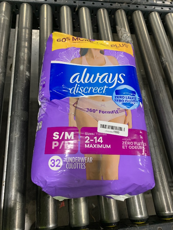 Photo 1 of Always Discreet Adult Incontinence Underwear for Women and Postpartum Underwear, Small/Medium, Up to 100% Bladder Leak Protection, 32 Count