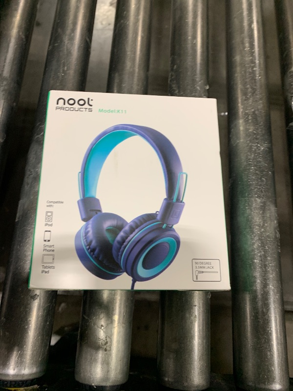 Photo 1 of Kids Headphones - noot products K11 Foldable Stereo Tangle-Free 3.5mm Jack Wired Cord On-Ear Headset for Children/Teens/Boys/Girls/Smartphones/School/Kindle/Airplane Travel/Plane/Tablet (Navy/Teal)