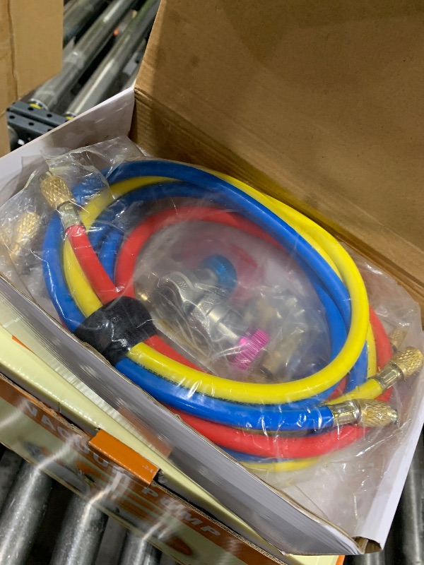 Photo 1 of BACOENG 3.6CFM 1/4HP AC Vacuum Pump and Manifold Gauge Set for R134a R12 R410a HVAC Air Conditioning Refrigeration, Includes Can Tap, Quick Coupler Adapters and Carry Bag