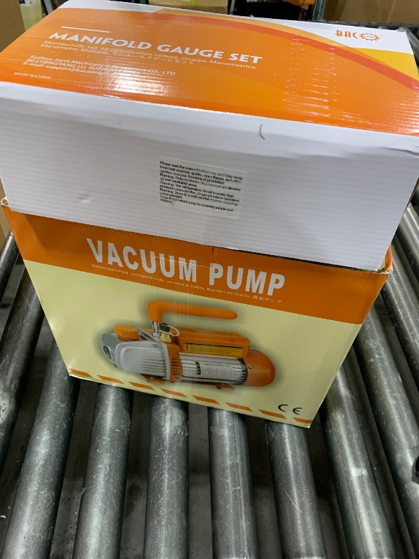 Photo 1 of BACOENG 3.6CFM 1/4HP AC Vacuum Pump and Manifold Gauge Set for R134a R12 R410a HVAC Air Conditioning Refrigeration, Includes Can Tap, Quick Coupler Adapters and Carry Bag
