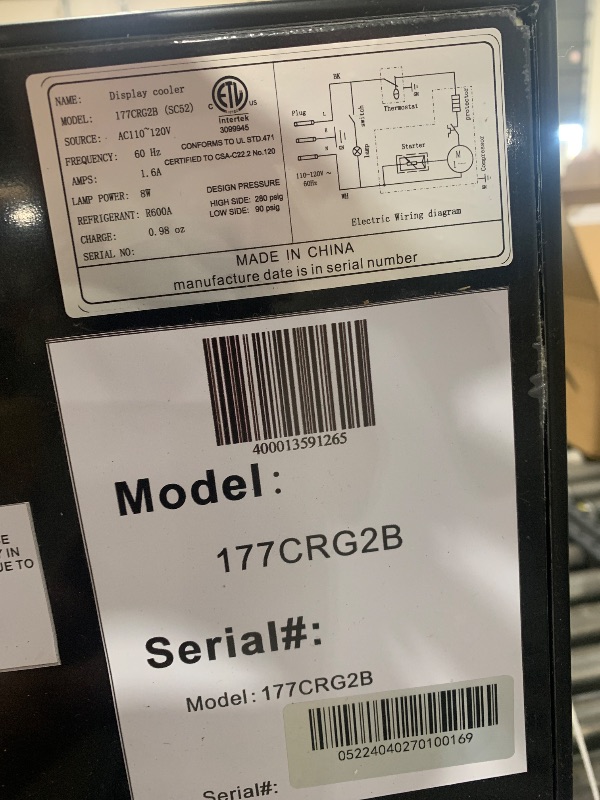 Photo 1 of [SOLKD FOR PARTS] Electactic Mini Fridge 130 Can Beverage Refrigerator Cooler, 3.2 Cu.Ft Drink Fridge for Soda Wine Beer, Adjustable Temperature Control for Home Office, Black