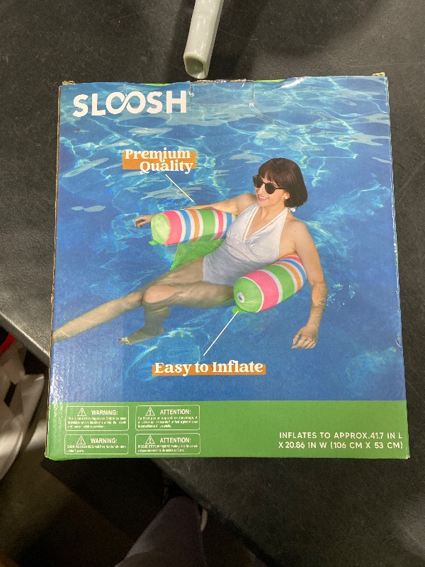 Photo 1 of SLOOSH Inflatable Pool Floats Chairs Adults, 2 Packs Floating Noodle Chair with Stripes Design Soft Fabric Covered with Sling for Swimming Pool Water Party Summer Lake,Blue,Green