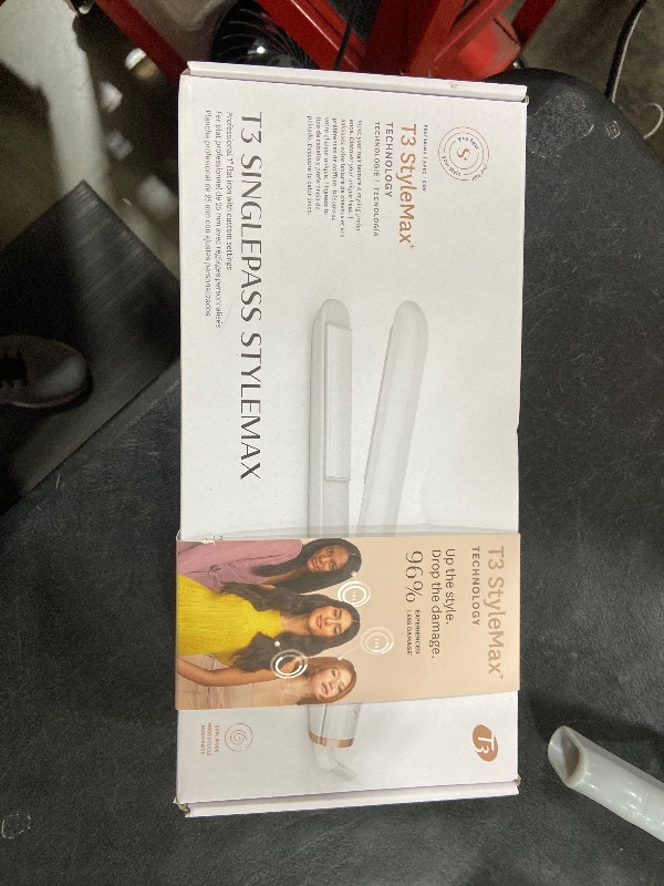 Photo 1 of T3 SinglePass StyleMax Professional 1" Ceramic Flat Iron with Custom Heat Automation, 9 Heat Settings, Longer Ceramic Plates, For Straightening, Waving, Curling & Styling