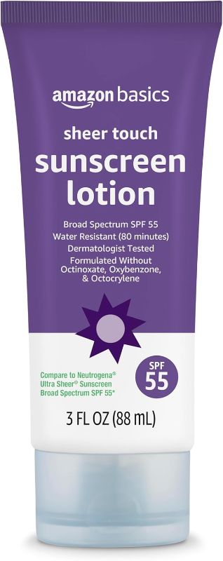 Photo 1 of Amazon Basics Sheer Facial Sunscreen SPF 55, UVA/UVB Protection, Water Resistant (80min), Formulated without Octinoxate & Oxybenzone, 3 fl oz (Pack of 1) (Previously Solimo)