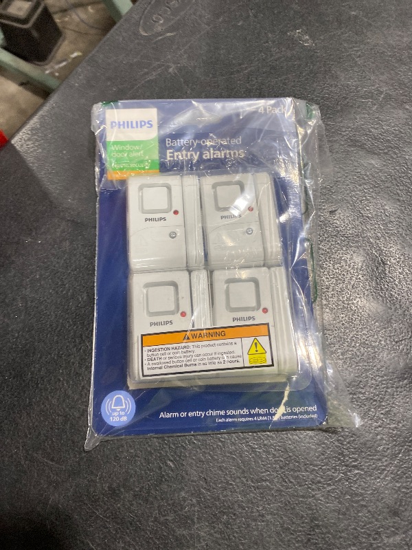Photo 1 of Philips Personal Security Window and Door Alarm, 4 Pack, DIY Protection, Burglar Alert, Wireless, Chime/Alarm, Easy Installation, Ideal for Home, Garage, Apartment, RV and More, LRM3320W/27