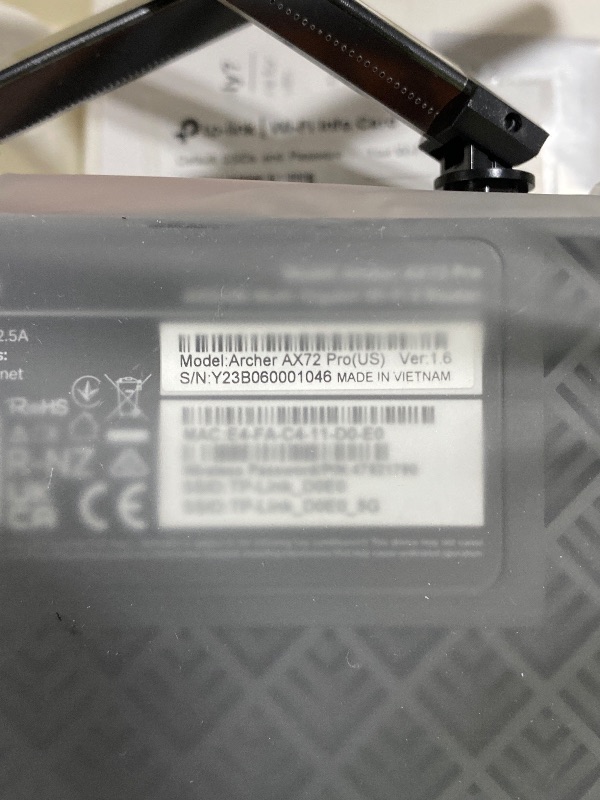 Photo 1 of TP-Link AX5400 WiFi 6 Router (Archer AX72 Pro) Multi Gigabit Wireless Internet Router, 1 x 2.5 Gbps Port, Dual Band, VPN Support, Guest Network, MU-MIMO, USB 3.0 Port, WPA3, Compatible with Alexa