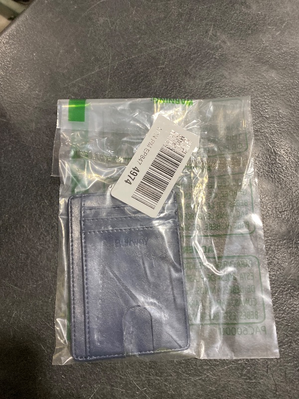 Photo 1 of Buffway Slim Minimalist Front Pocket RFID Blocking Leather Wallets for Men and Women - Alaska Blue
