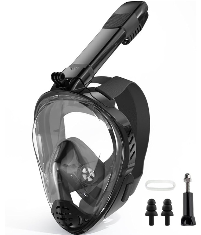 Photo 1 of Full Face Snorkel Mask, Snorkeling Gear for Adults, Scuba Mask Diving Dry Top Snorkel Gear with Detachable Camera Mount, 180° Panoramic View Anti-Leak Anti-Fog Travel Package