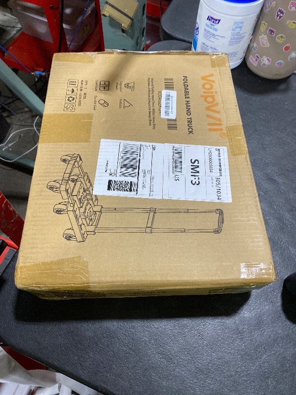 Photo 1 of Voipvvii Folding Hand Truck 500lbs, Portable Heavy Duty Dolly Cart, 6 Wheels Collapsible Luggage Cart with 2 Elastic Ropes - Compact Trolley Cart for Easy Moving - Ideal Hand Cart for Travel and More