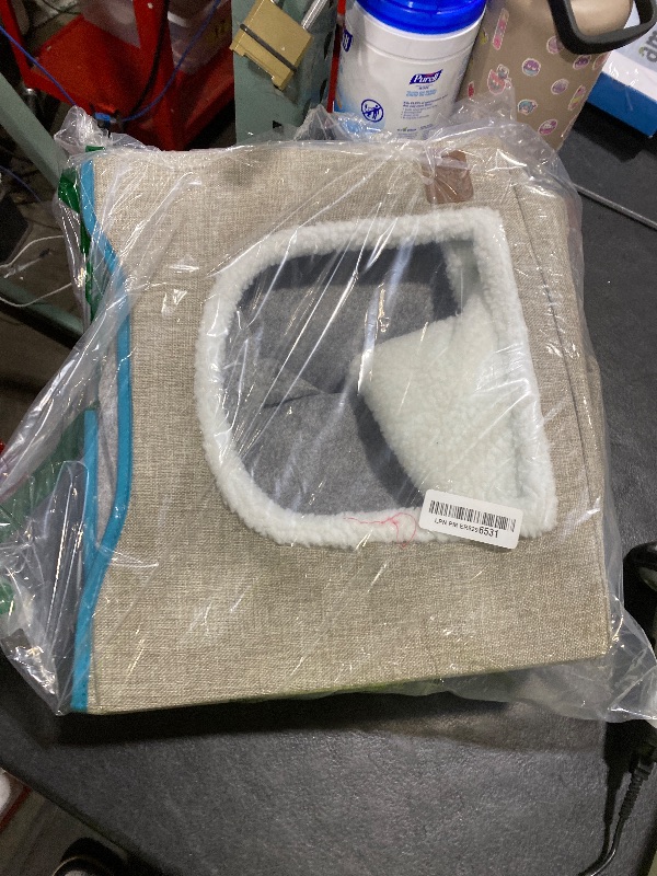 Photo 1 of Bedsure Cat Beds for Indoor Cats - Large Cat Cave for Pet Cat House with Fluffy Ball Hanging and Scratch Pad, Foldable Cat Hideaway, 16.5x16.5x13 inches, Grey